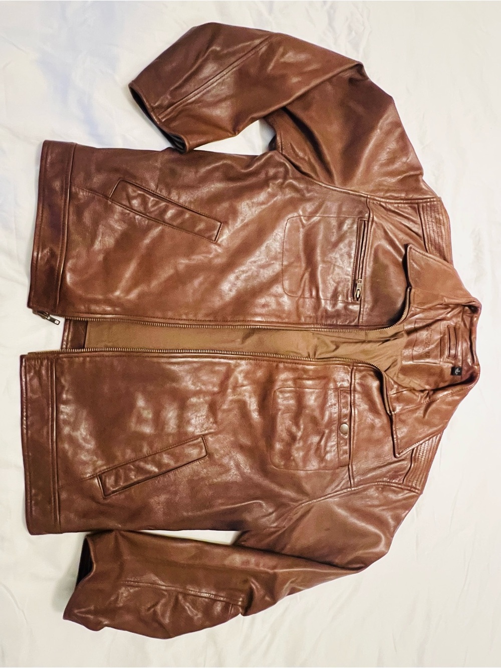 Vintage Roundtree & Yorke Men’s Brown Leather Bomber Jacket